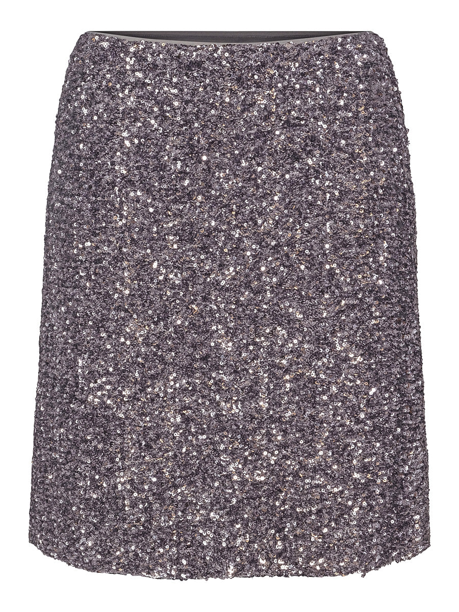 A-shape sequins skirt Dark Silver