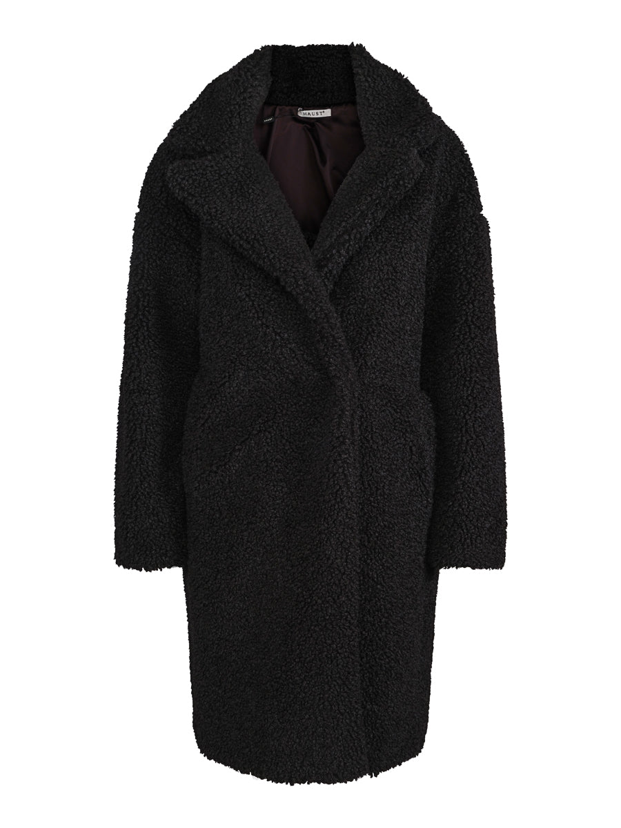 Long faux fur coat Sort