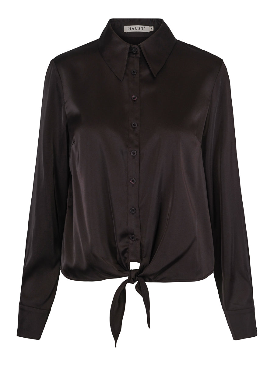Satin tie shirt Black