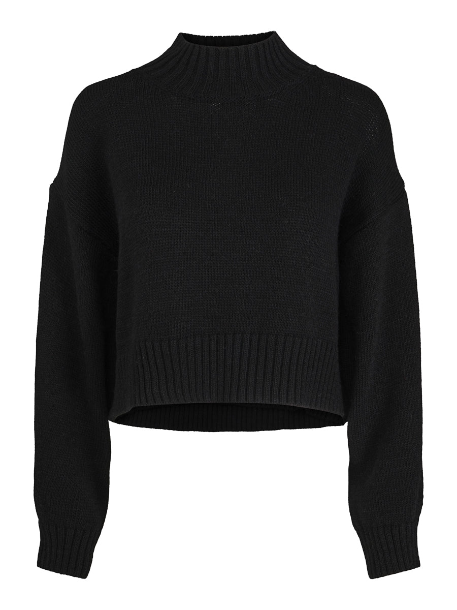 Short knitted pullover Black