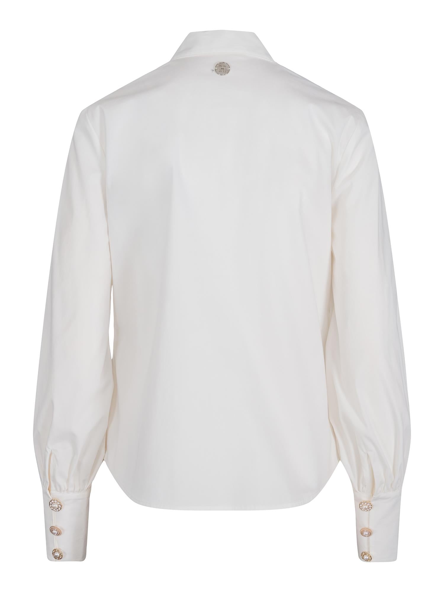 Button stretch blouse Hvit