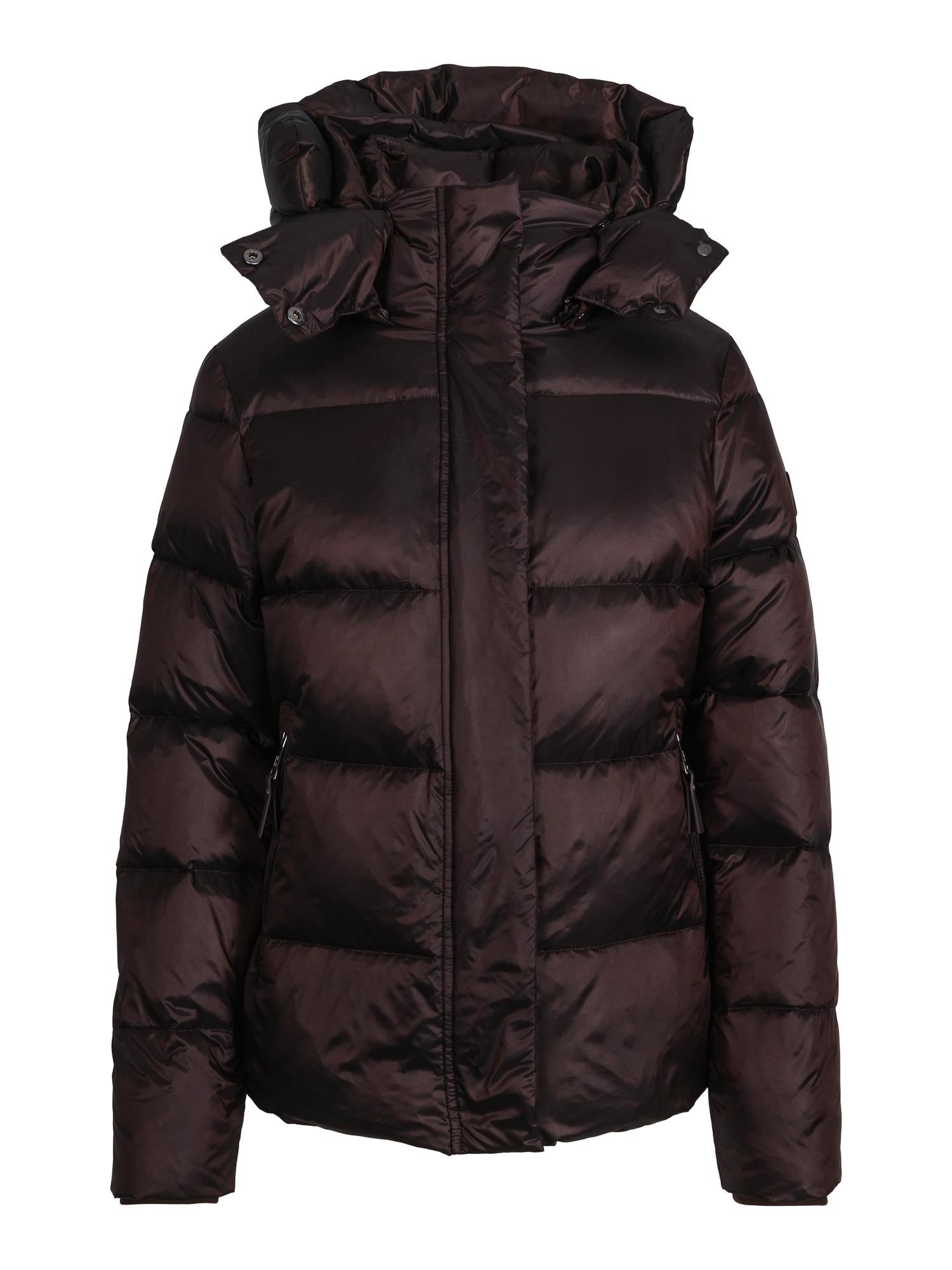 Short hodded puffer jacket Dark Brown