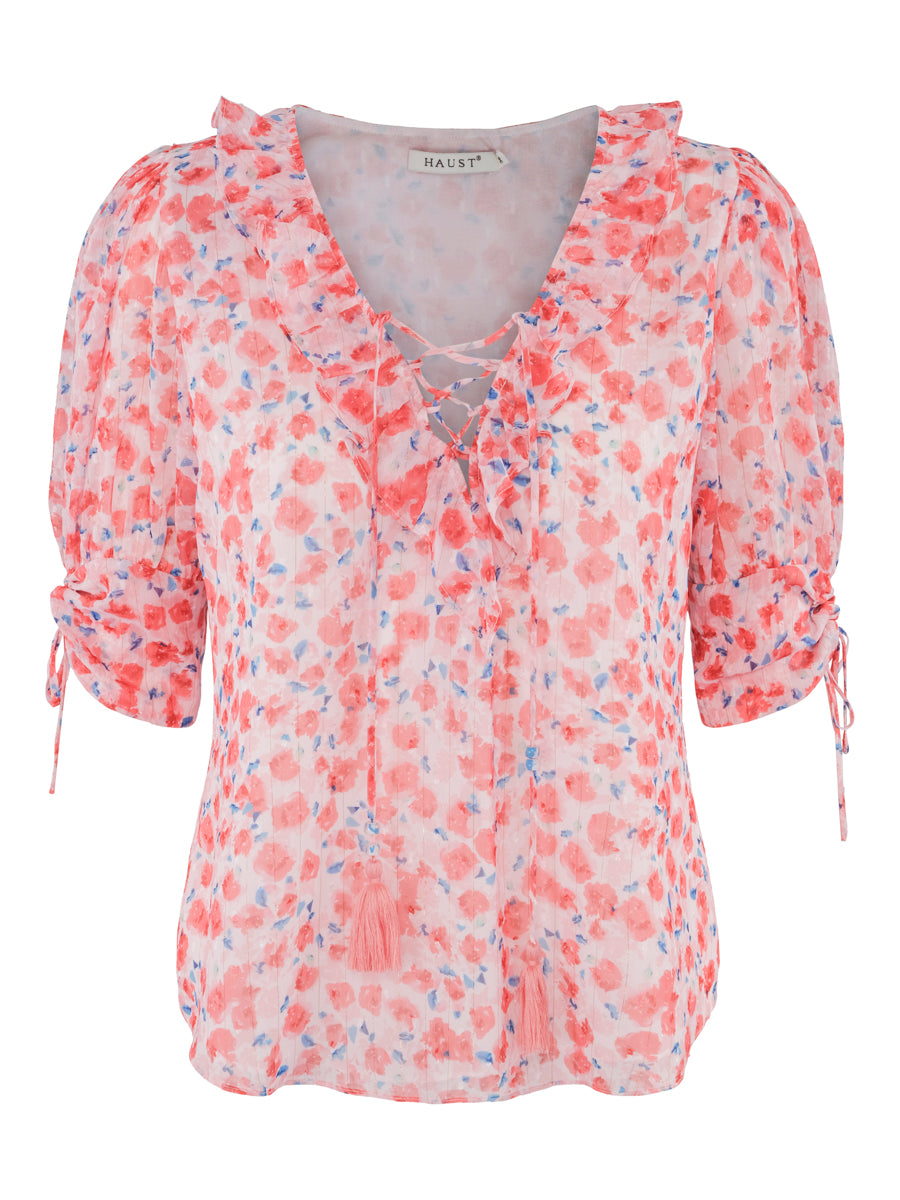 Detailed cuff blouse Red Flower