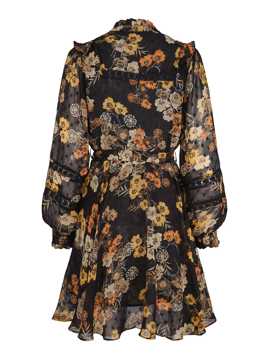 Detailed dress Dotted Black-Flower