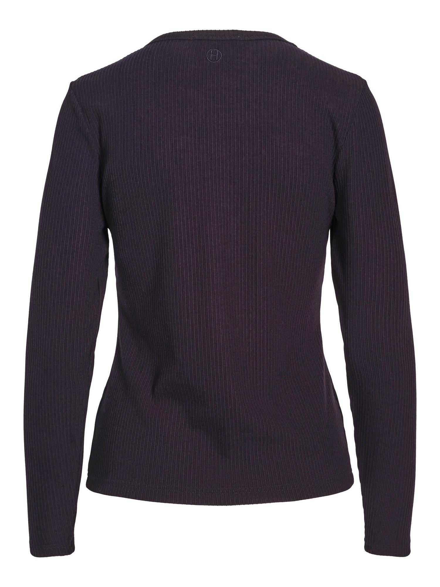 Rib round neck top Navy