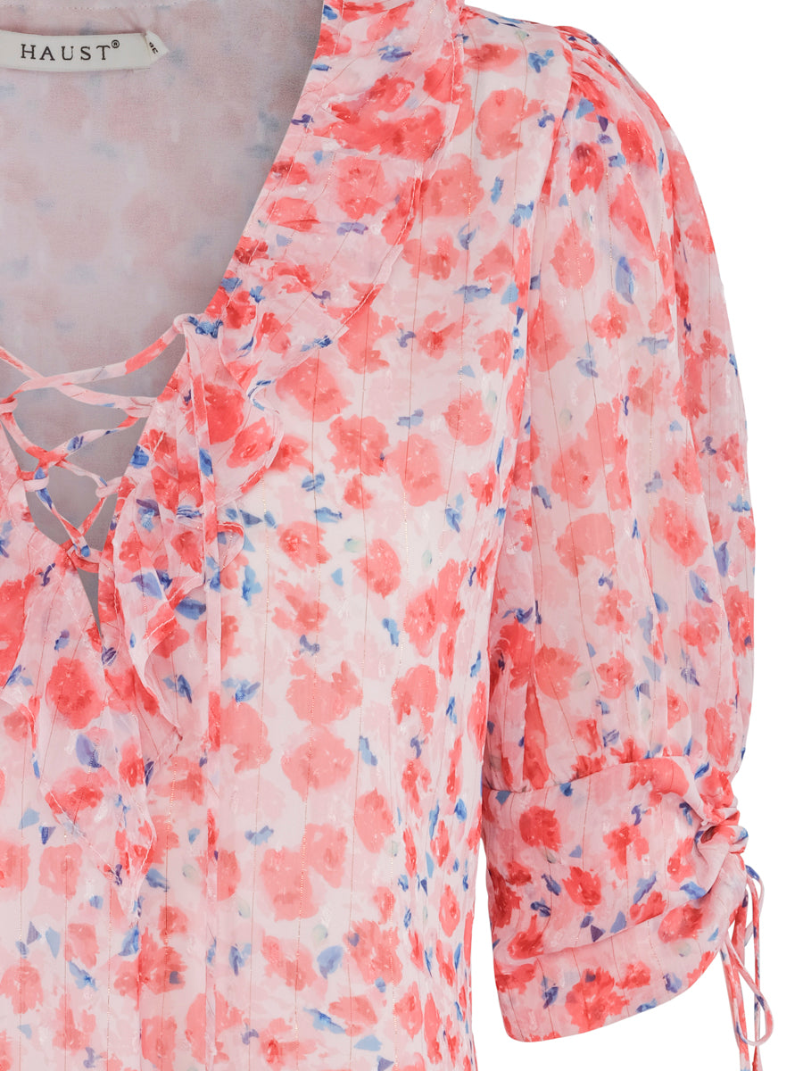 Detailed cuff blouse Red Flower