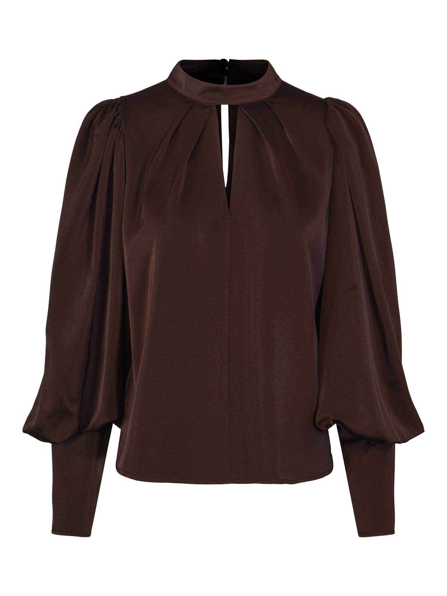 Special sleeve blouse Mørkebrun