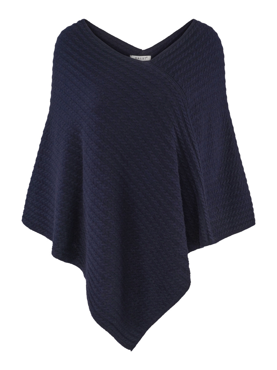 Cashmere cable poncho Marineblå