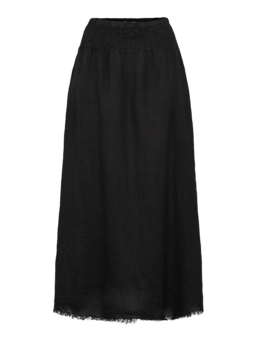 Long linen skirt Black