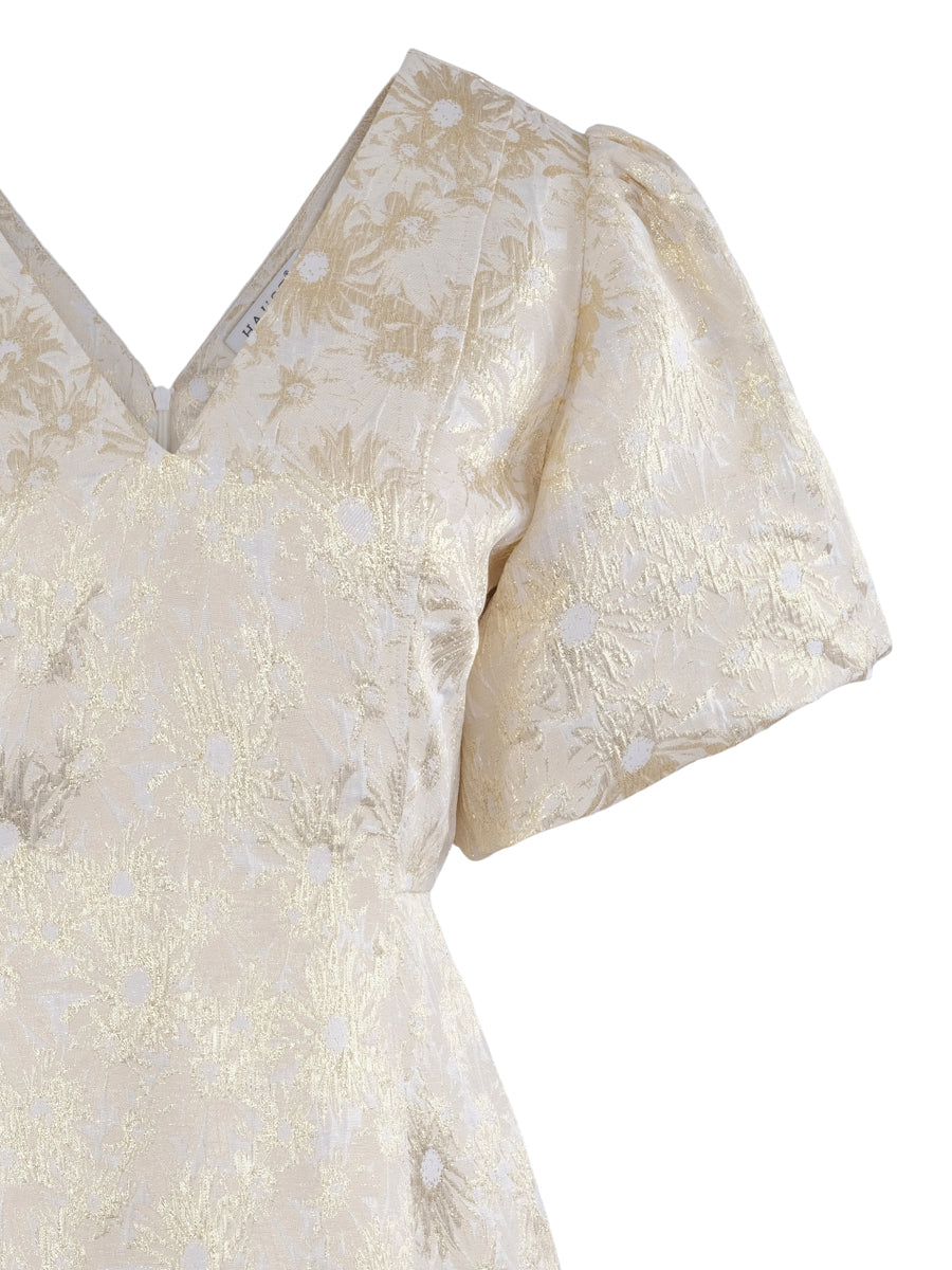 Gold jaquard dress Gold