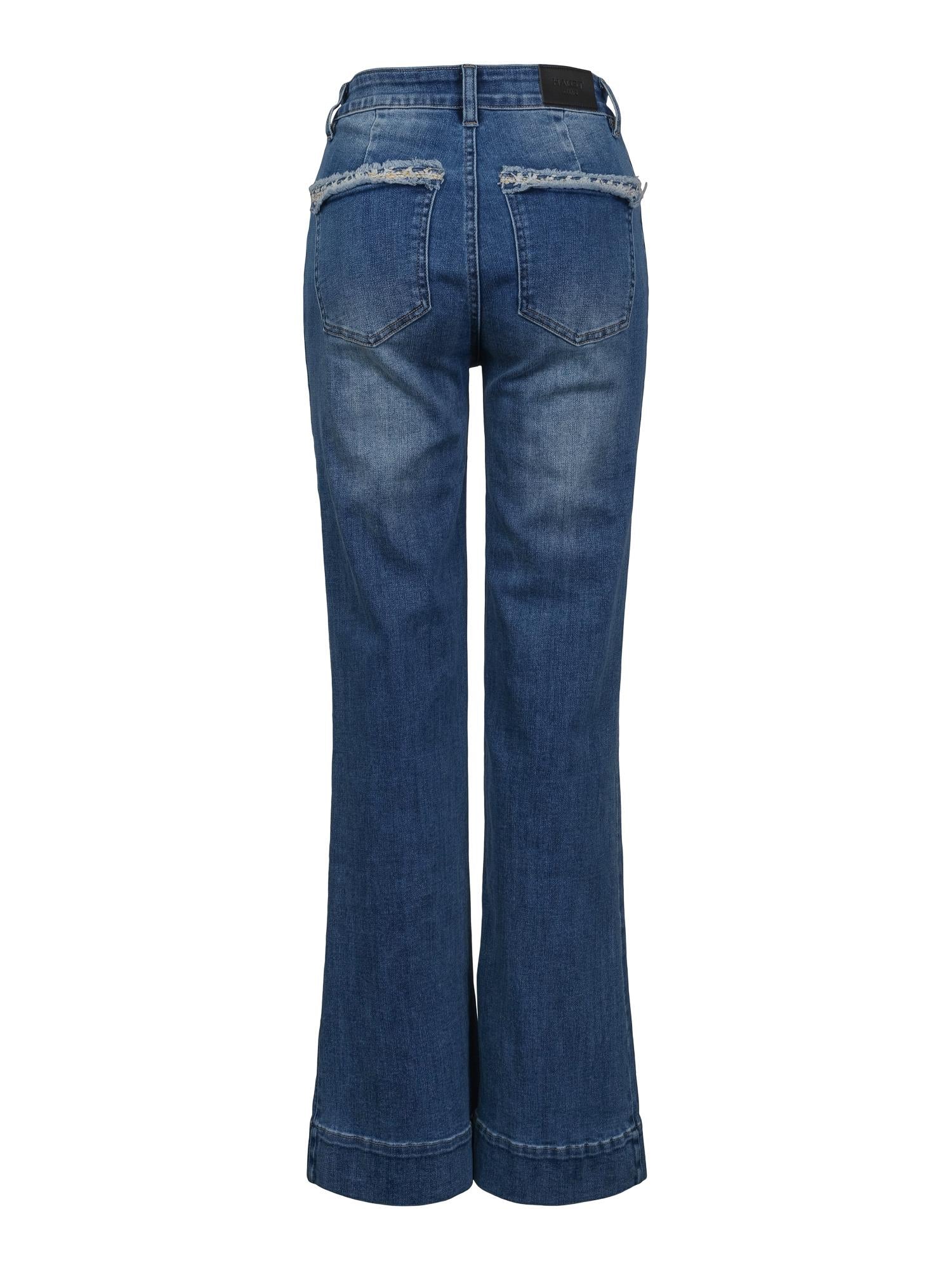 Casual denim jeans w/Ribbon Mid-Jeans Blue