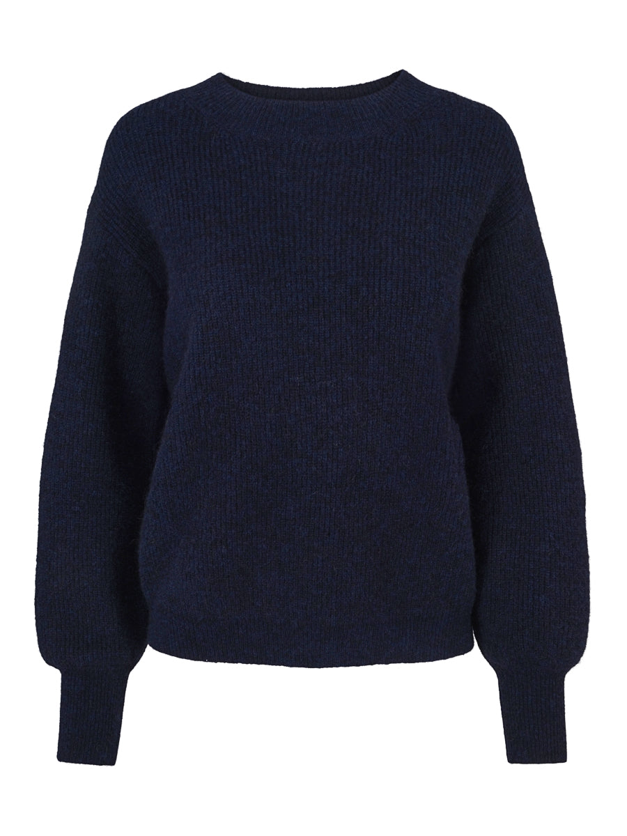 Mohair sleeve pullover Navy