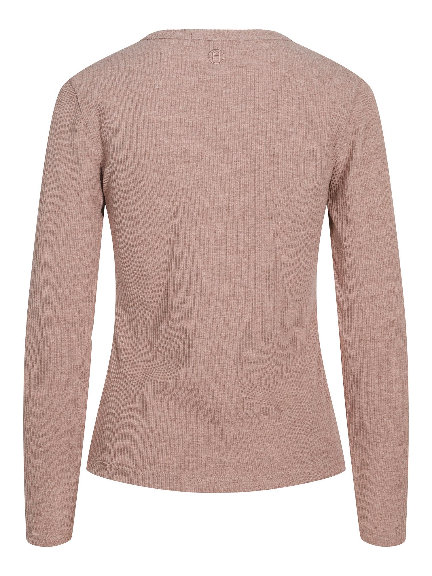 Rib round neck top Taupe Mel.