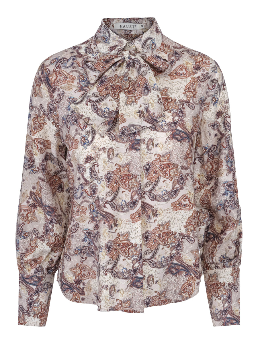 Bow printed blouse Ecry