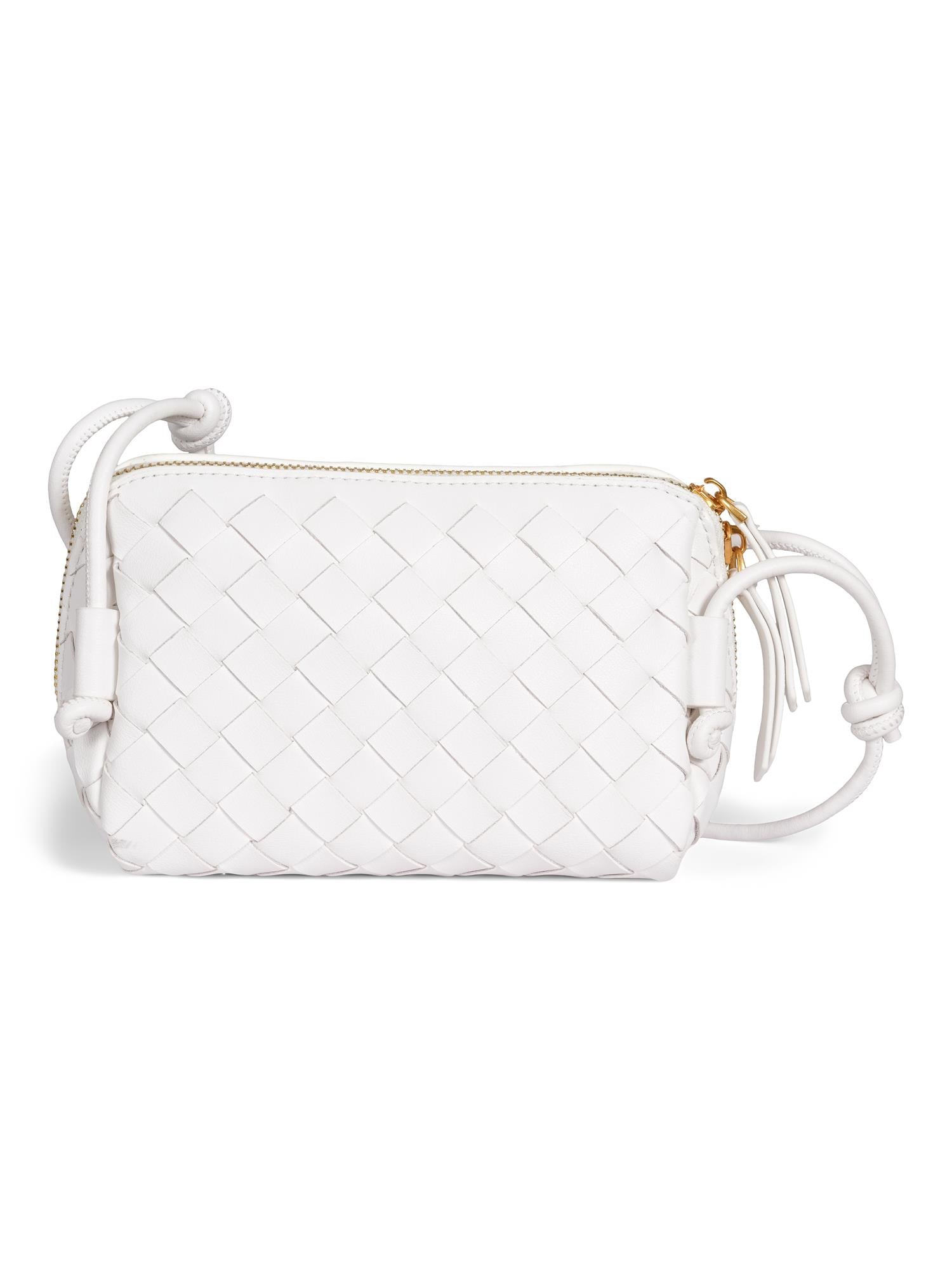 Weaved leather bag White