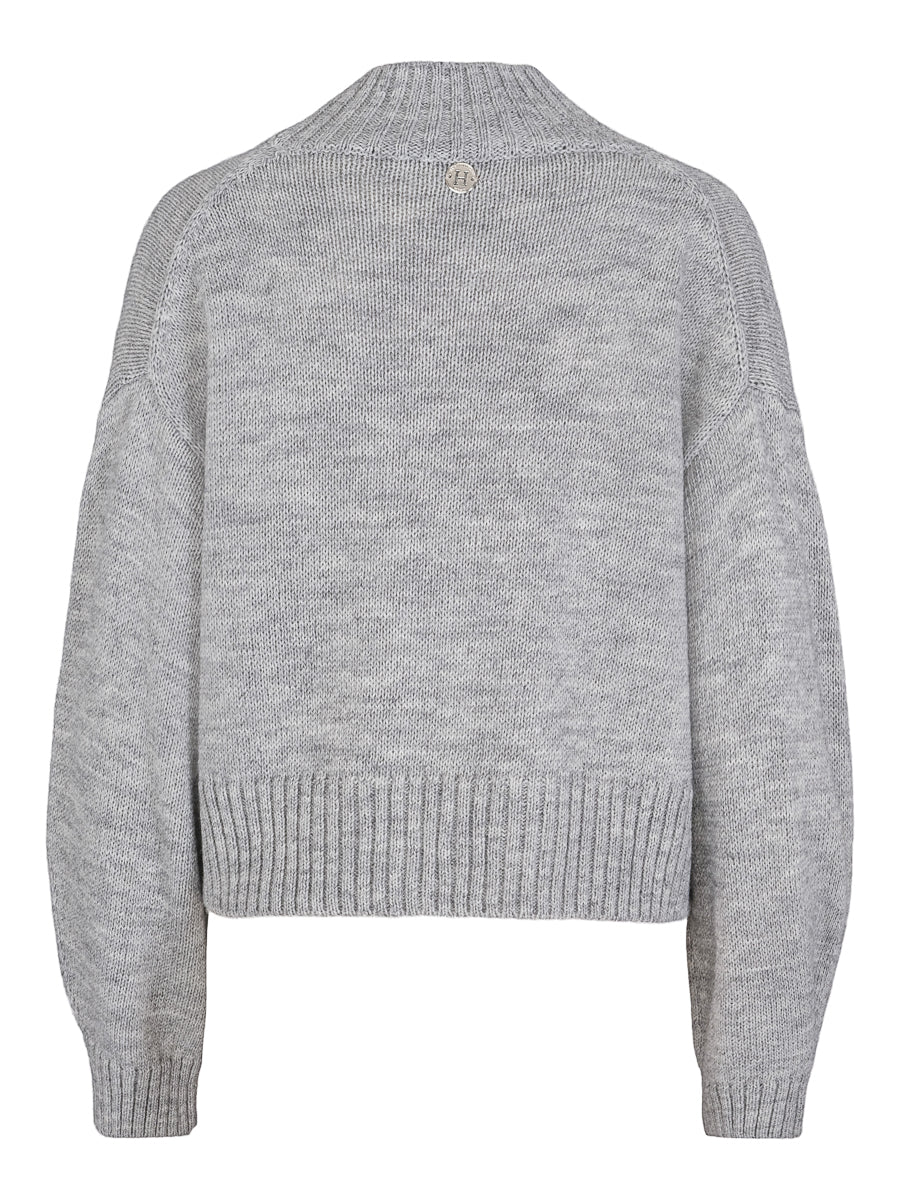 Short knitted pullover Grey Melange