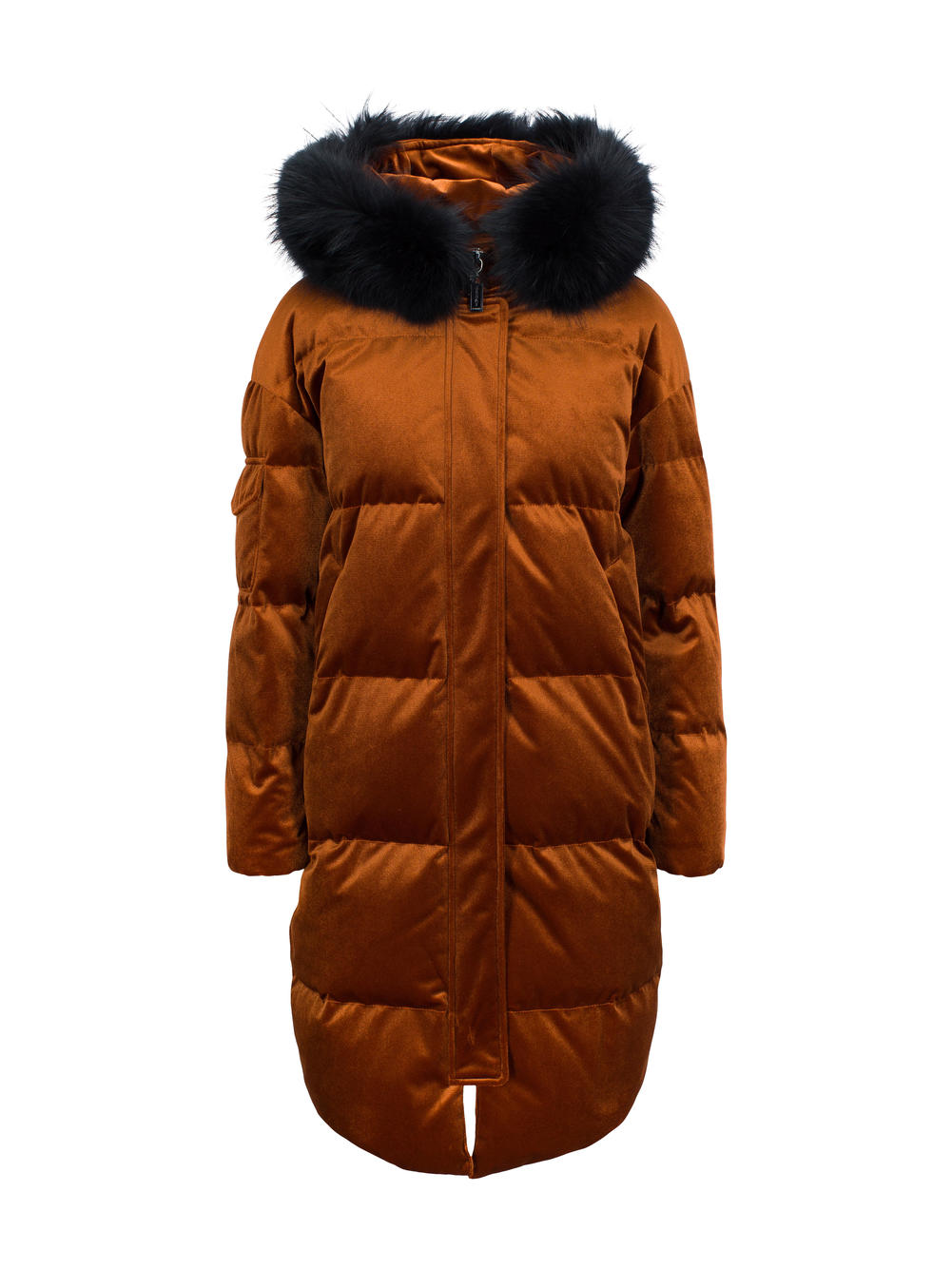 Velvet down jacket Cognac
