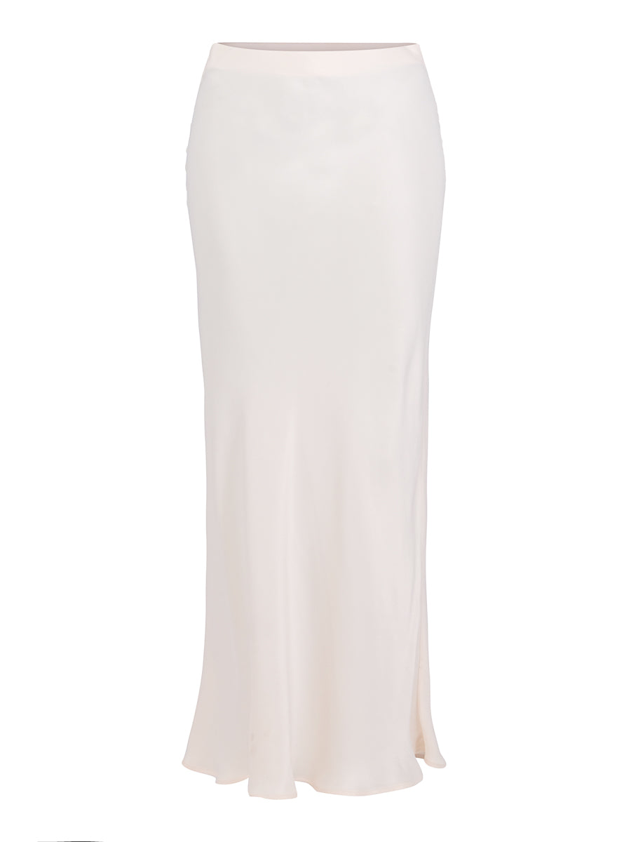 Long satin skirt Ecry