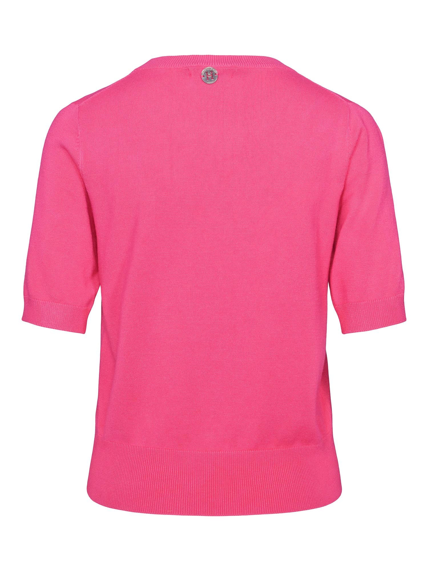 Classic knitted short sleeve pullover Fuchsia