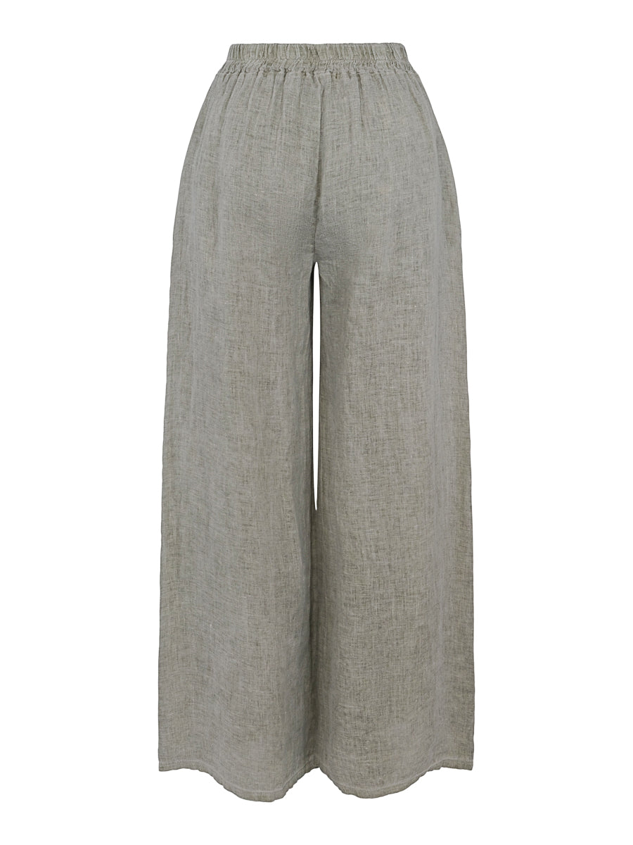 Wide linen trouser Green