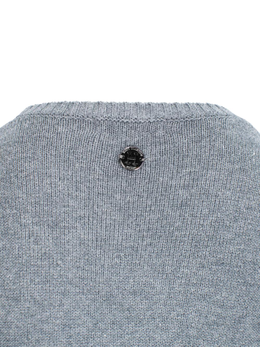 Patch round neck pullover Grey Mel.