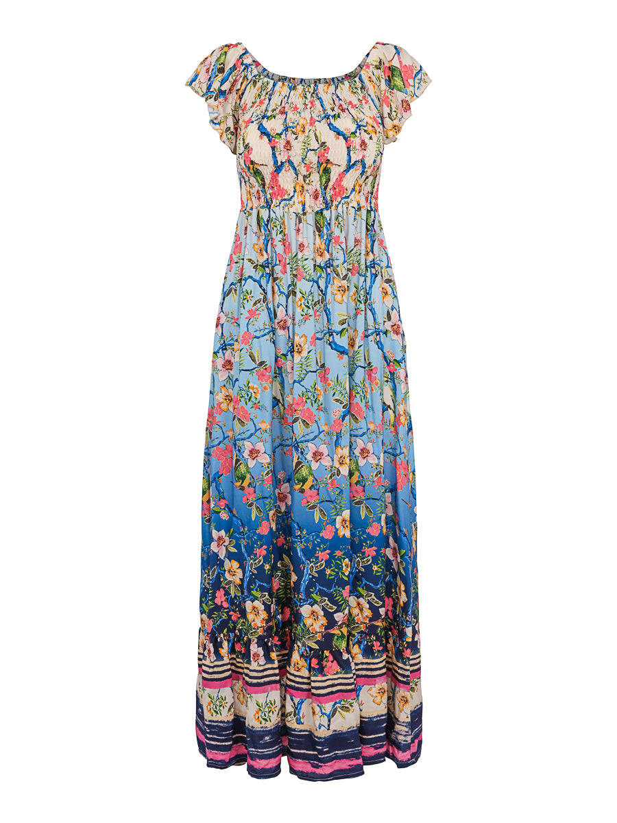 Feminine elastic top dress Blue