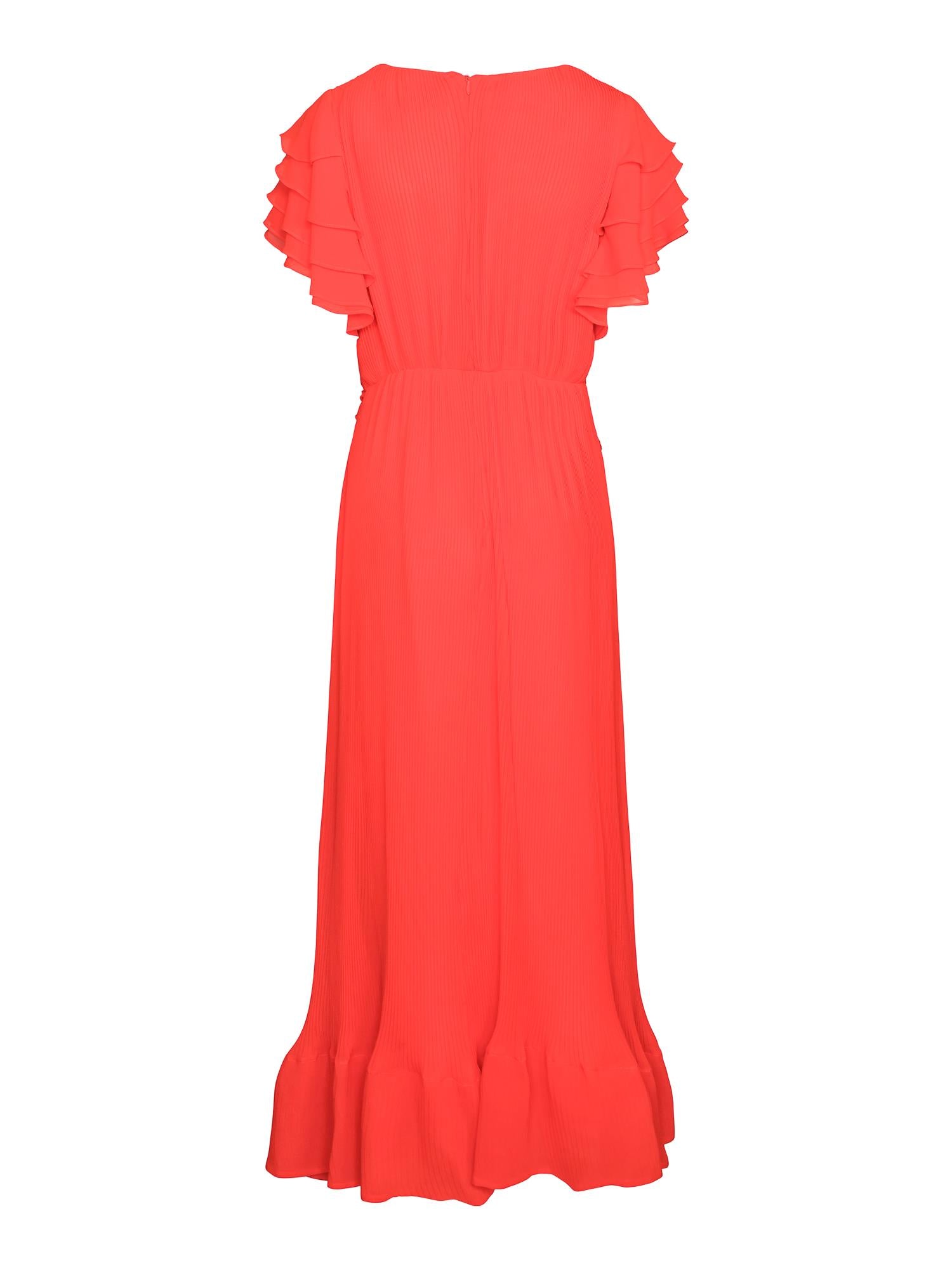 Long pleated dress Orange