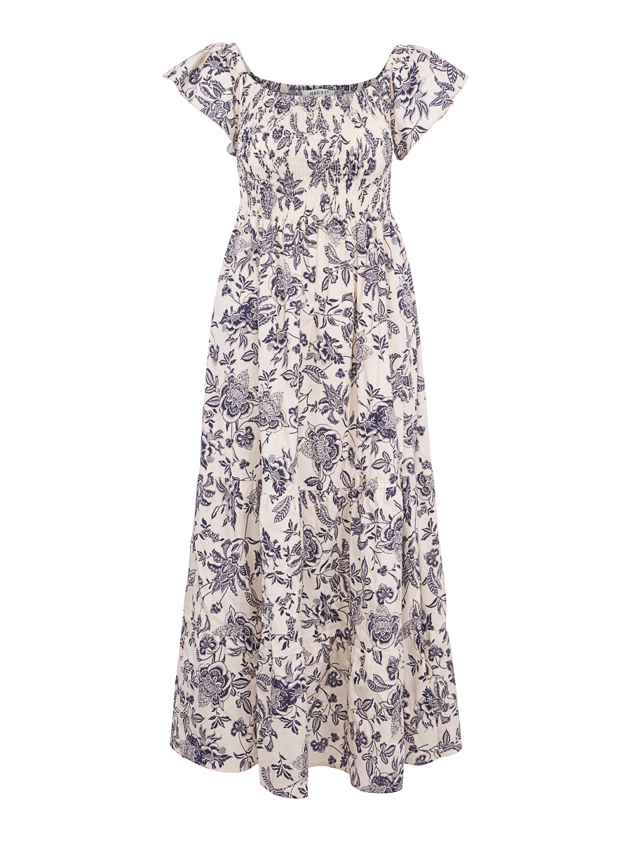 Fab long cotton dress Blue-Flower