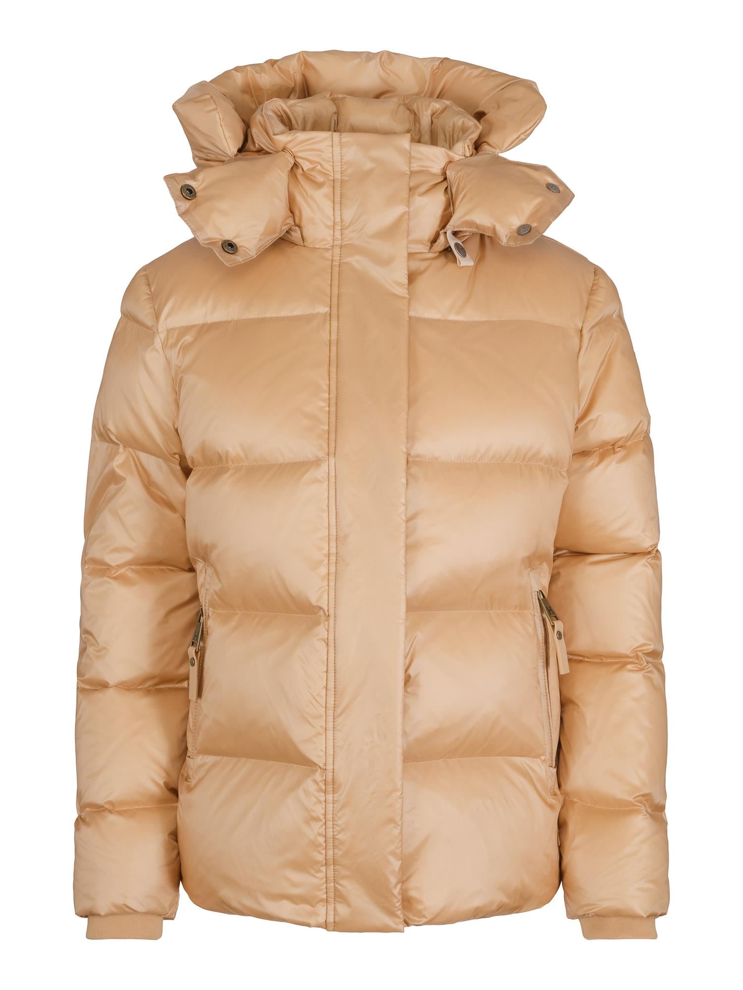 Short hooded puffer jacket Champagne
