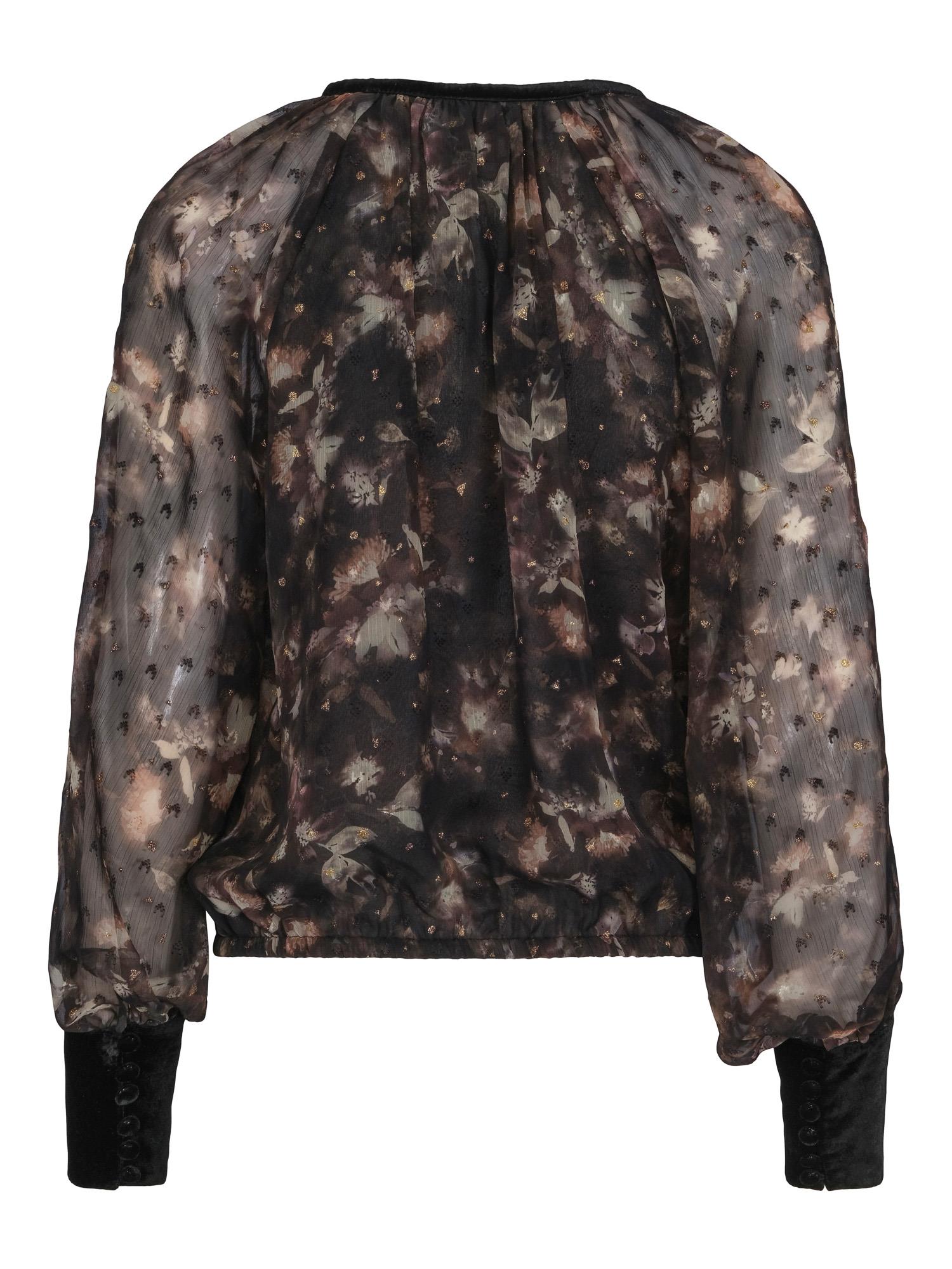 Chiffon feminine tassel blouse Sort