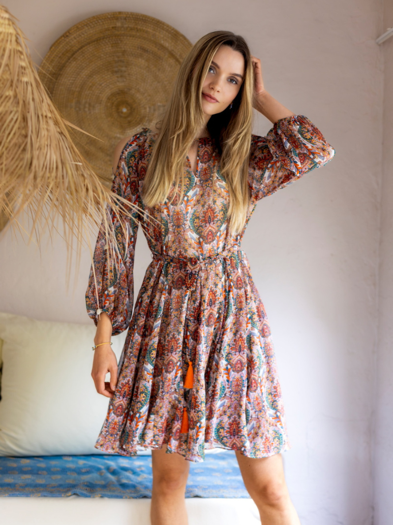 Chiffon detailed dress Paisley