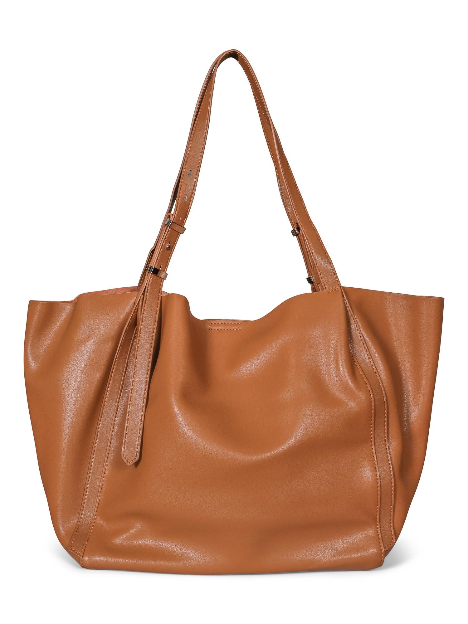 Fashion leather working bag Cognac-brun