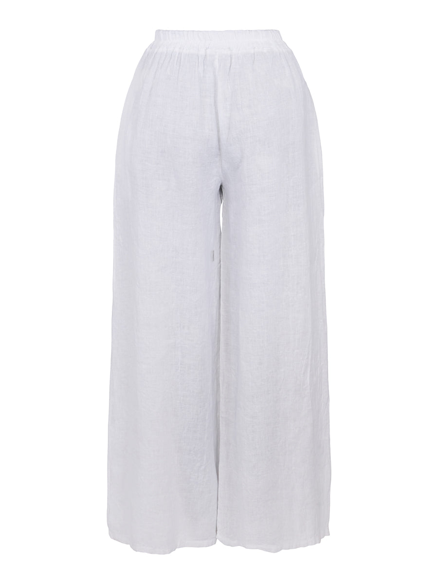 Wide linen trouser White