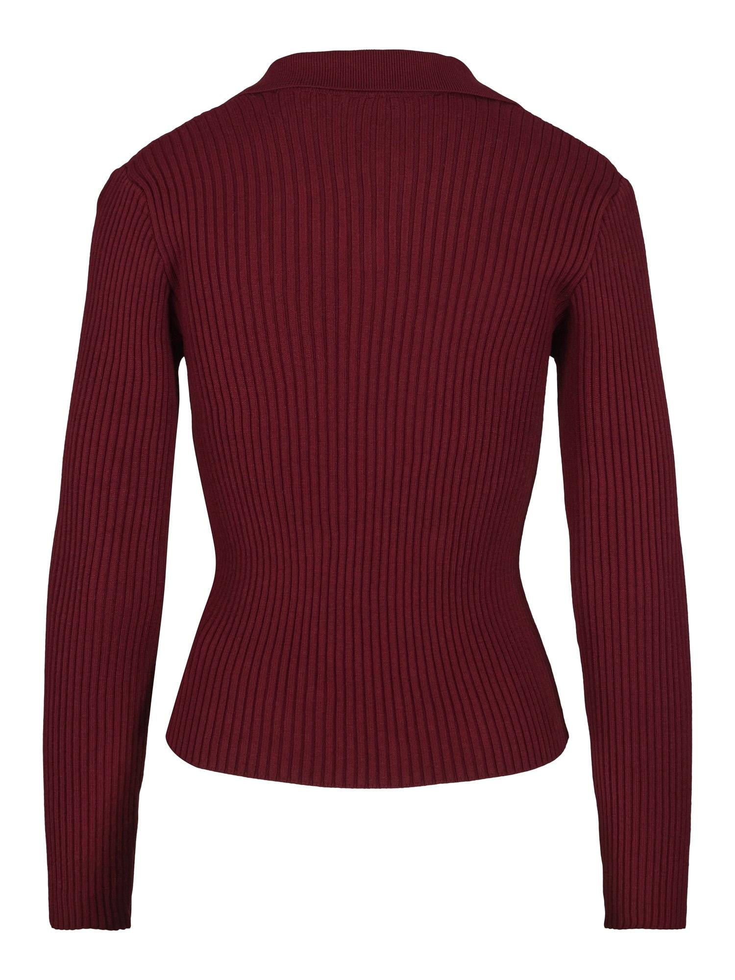 Collar rib knit pullover Burgunder