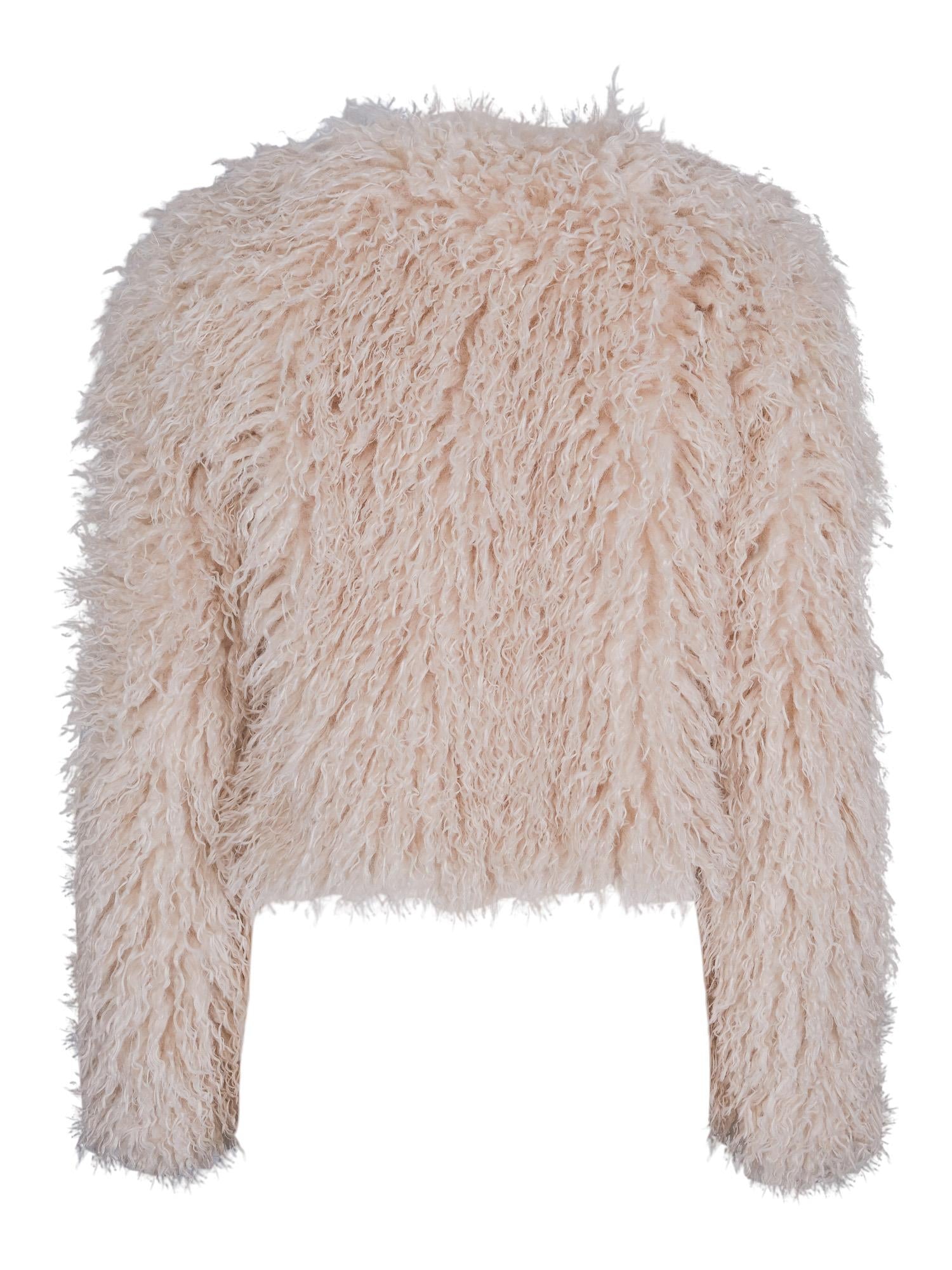 Faux fur fashion jacket lys-beige
