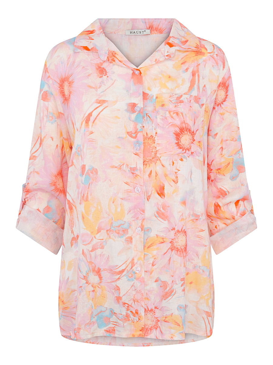 Casual linen shirt Flower
