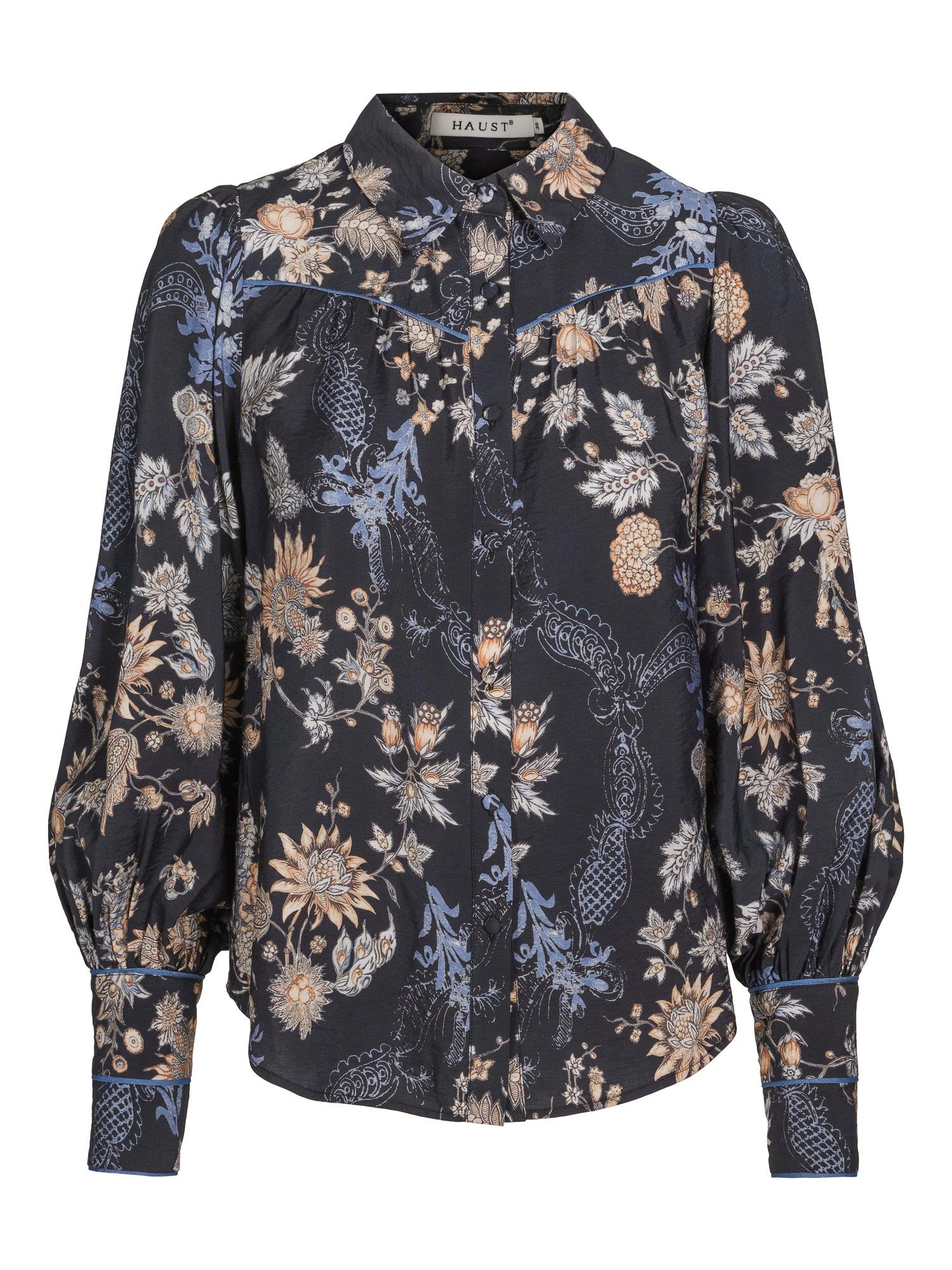 Printed detailed blouse Marineblå