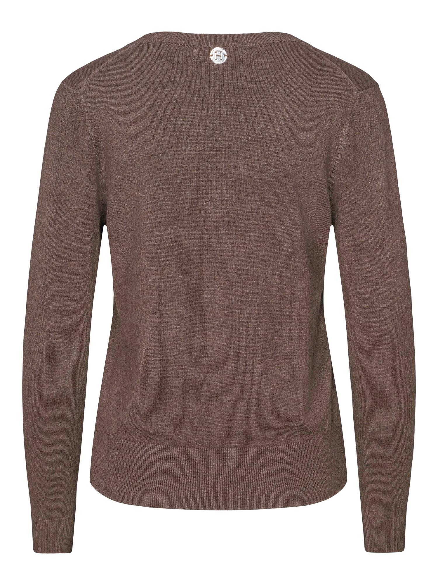 Knitted V-neck pullover Brown Mel.