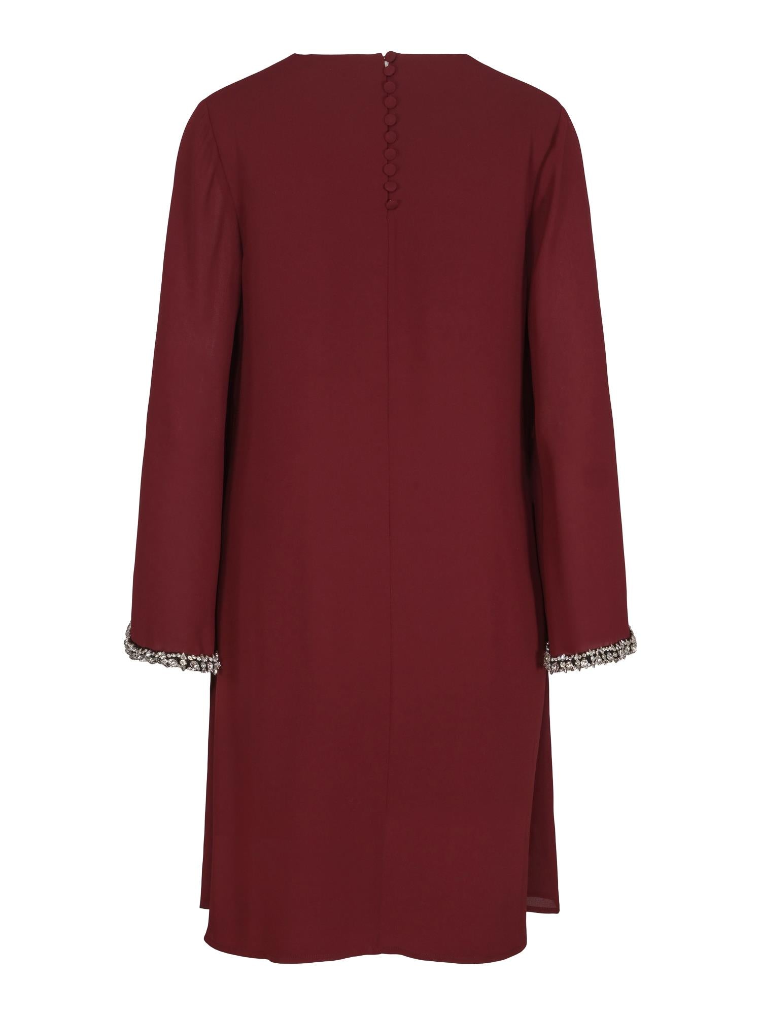 A-shape chiffon diam-detailed dress Deep burgundy