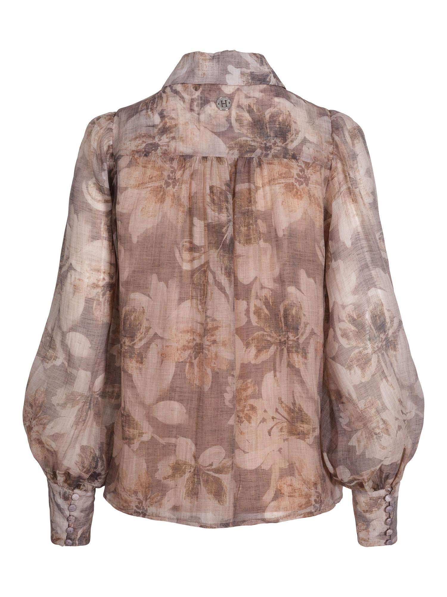 Feminine piping blouse Brown