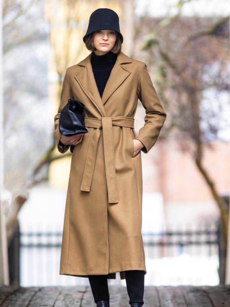 Classic tailored belt coat Camel