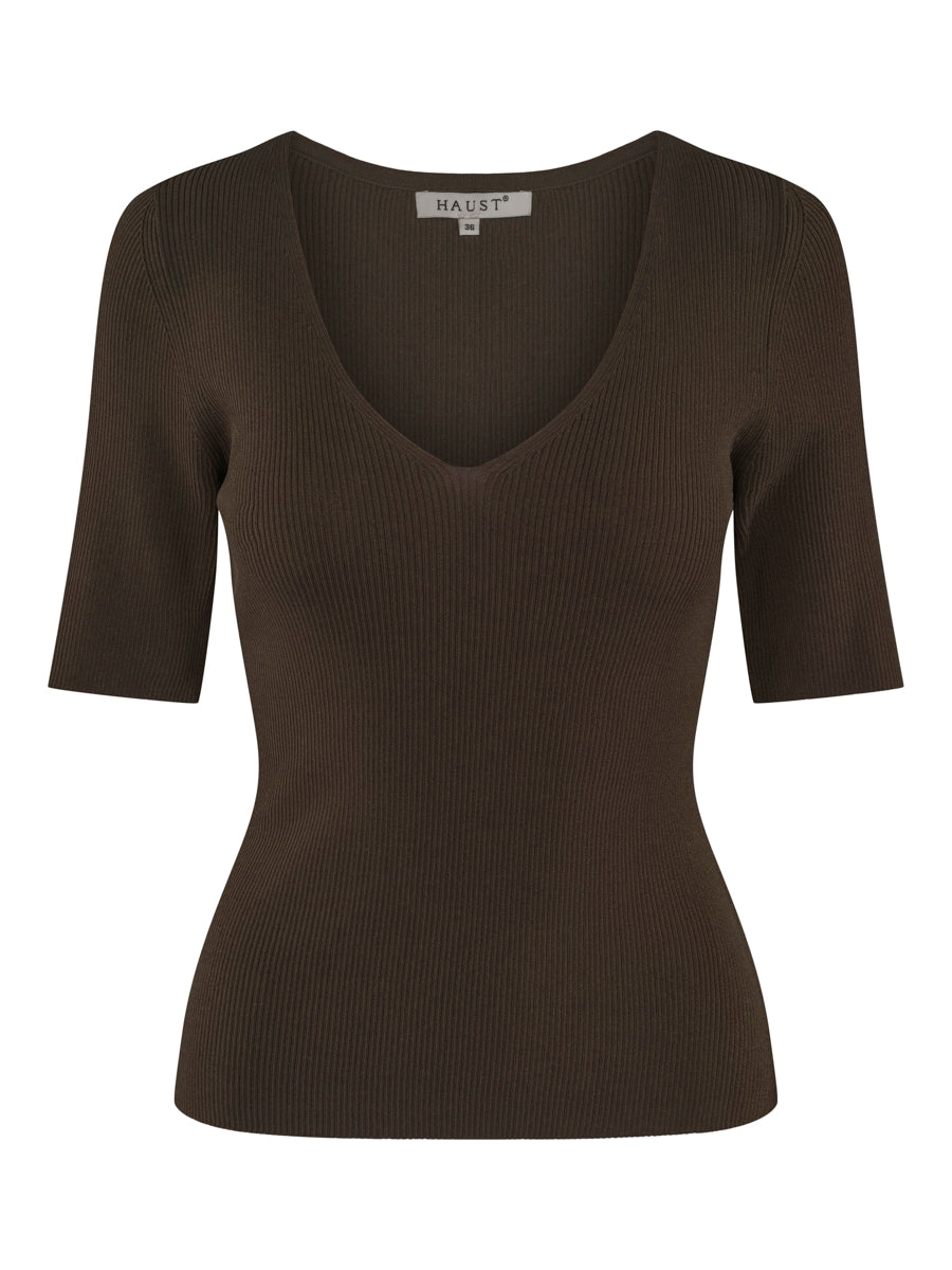 V-neck rib pullover Olive