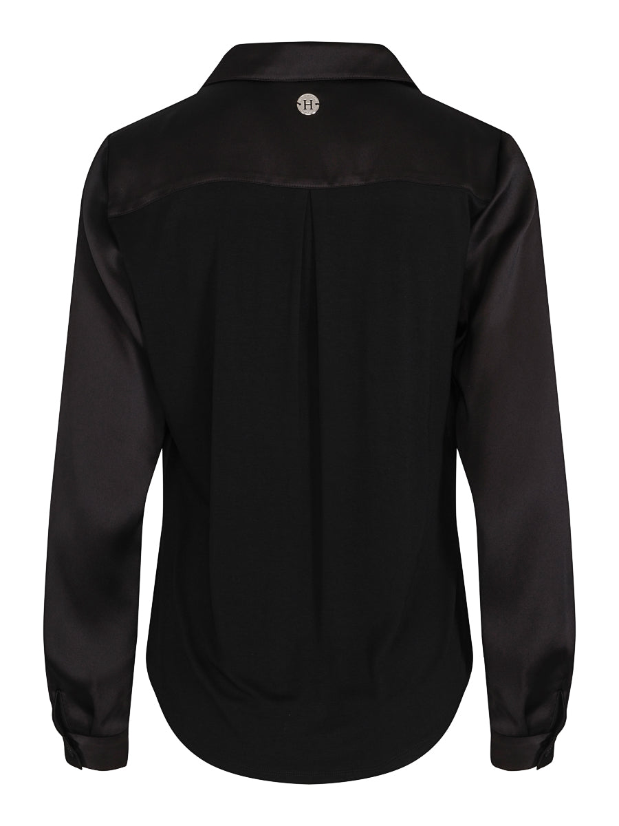 V-neck classic blouse Sort