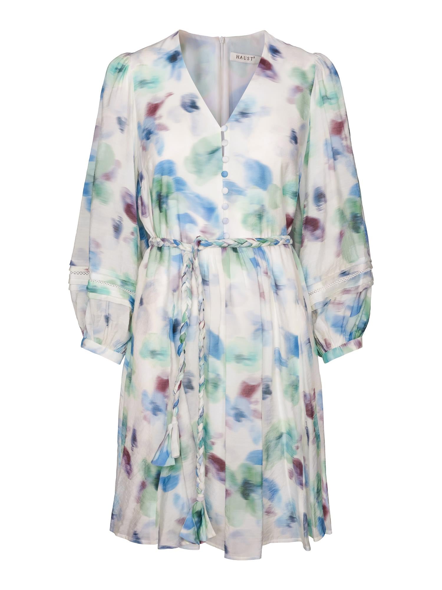 Flower print dress Blå