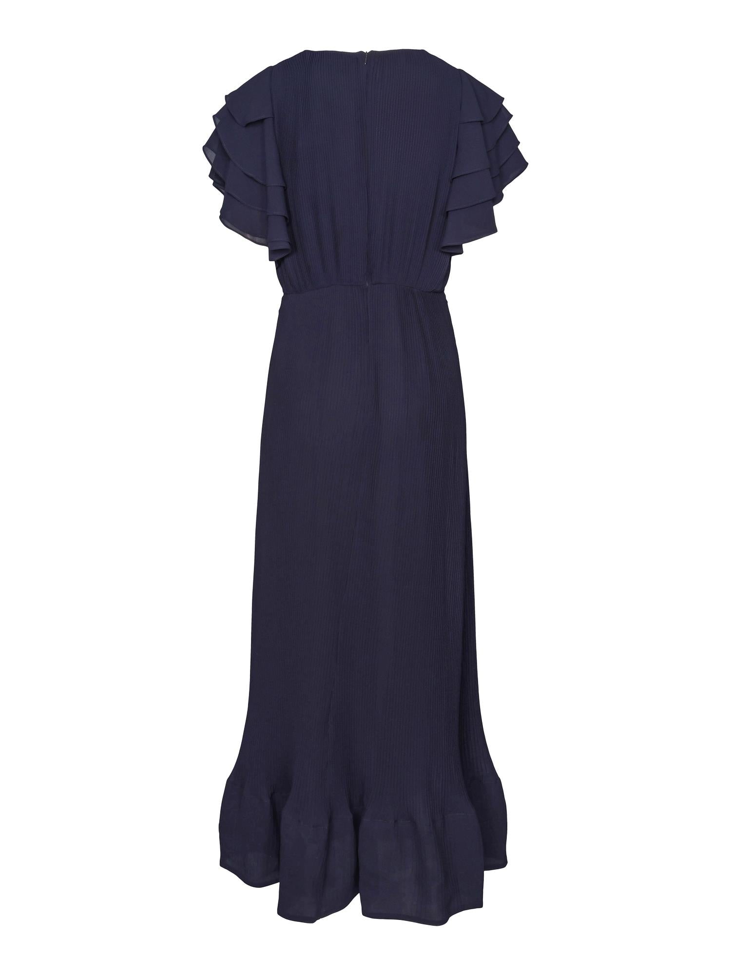 Long pleated dress Navy