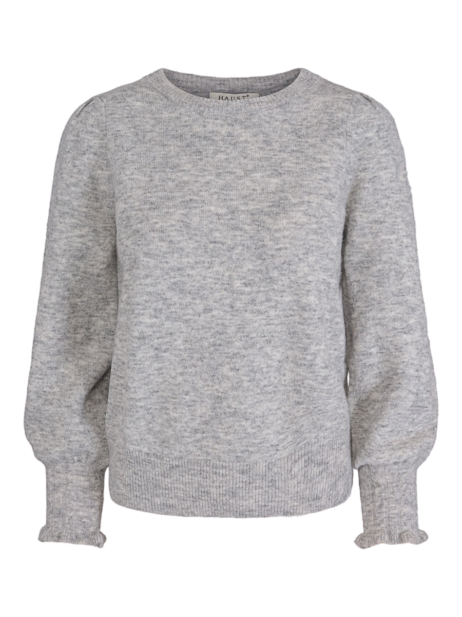 Mohair cable cuff pullover Grey Mel.