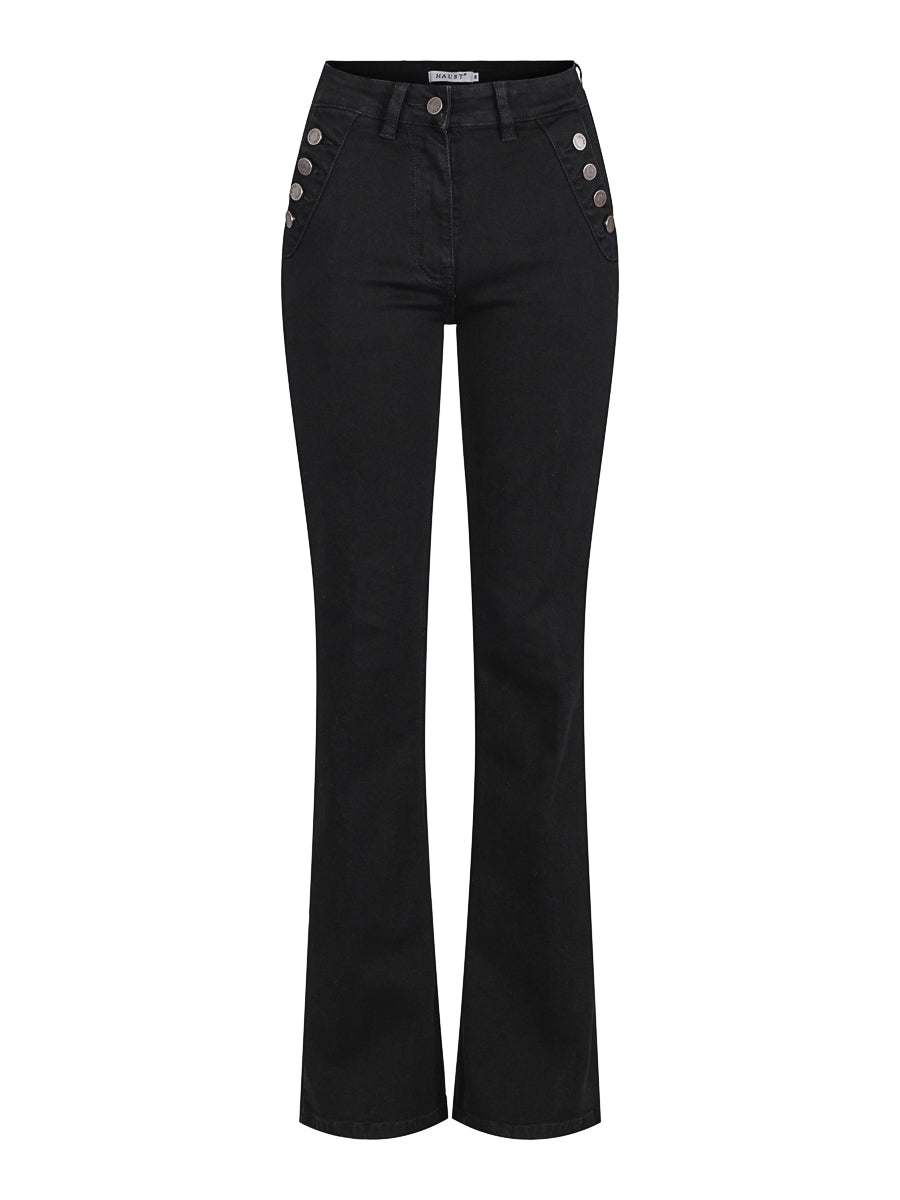Button detail denim Black