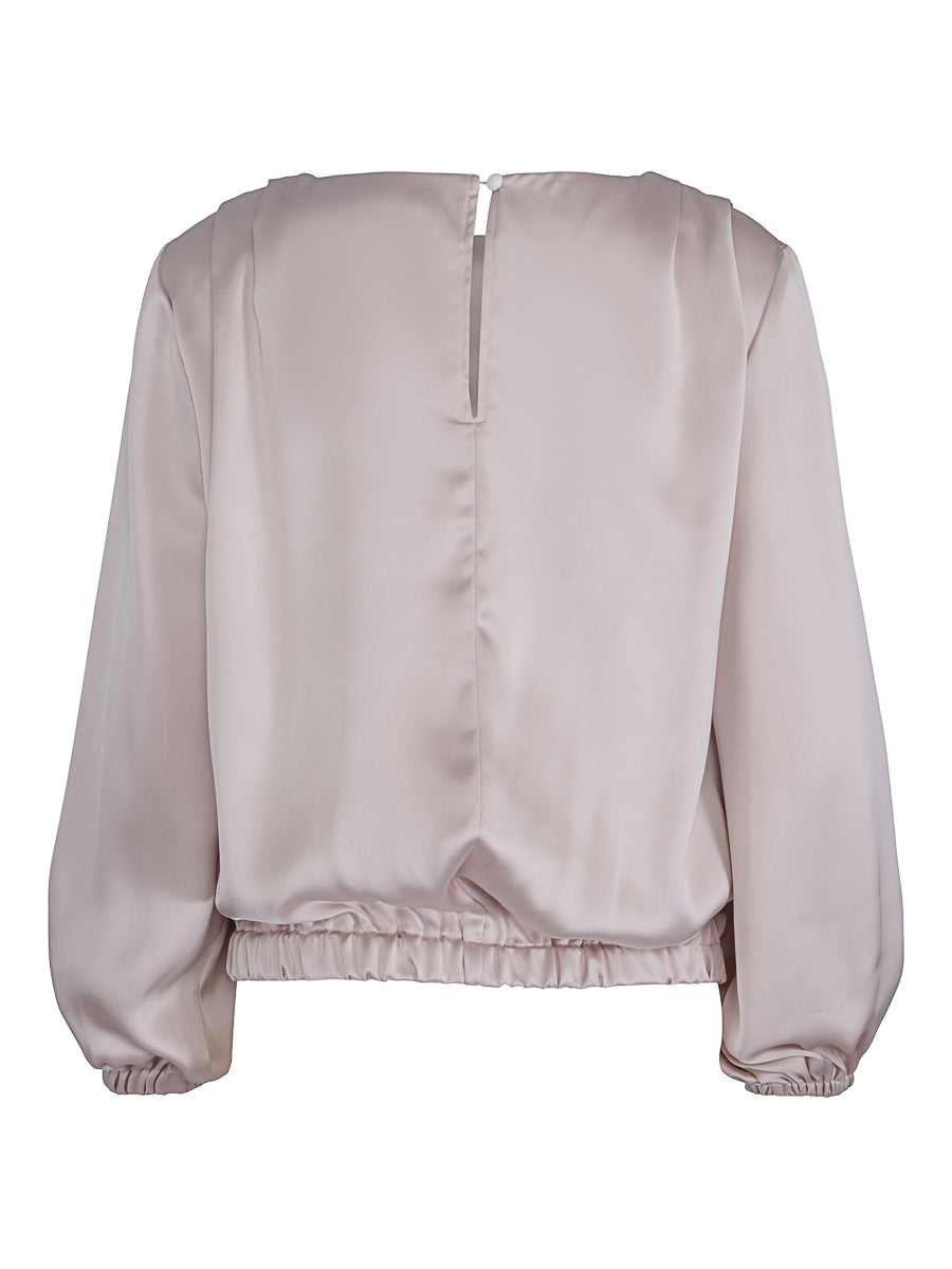 Satin blouse w/elastic hem Ecry