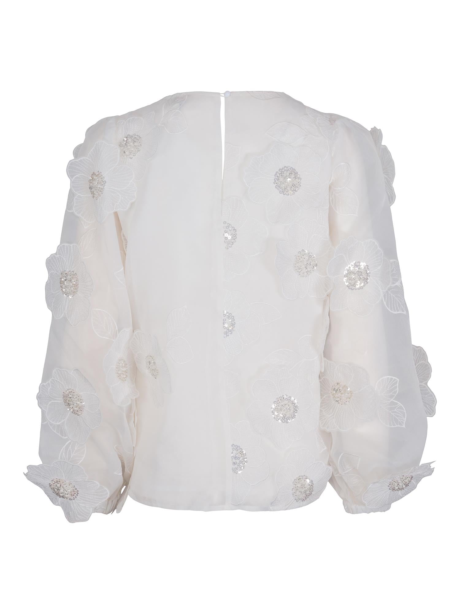 Flower detailed blouse Hvit