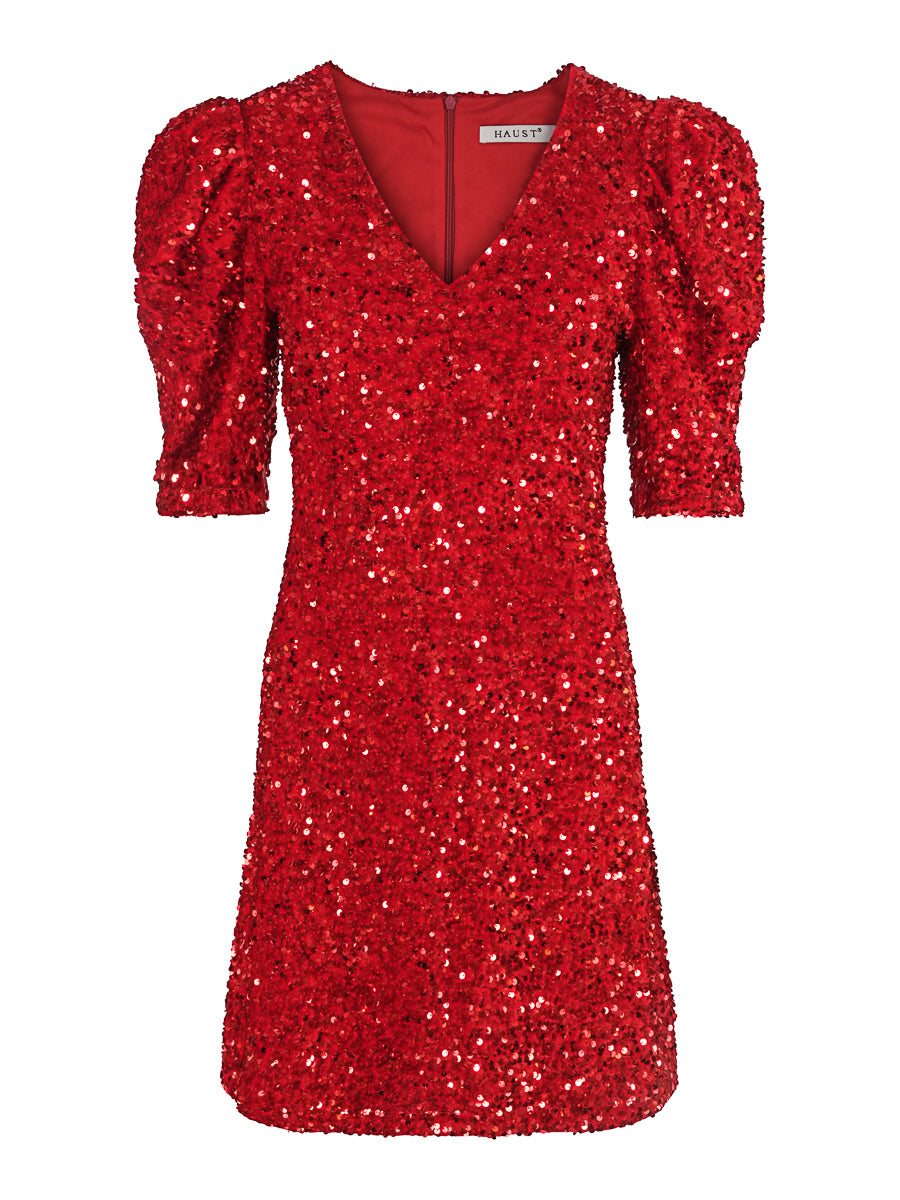 Sequins dress wide skirt Red